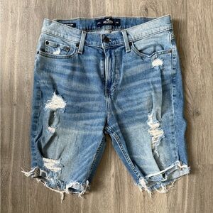 Hollister Light Blue Ripped Denim Shorts